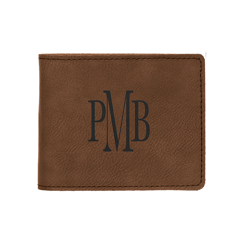 Laserable Leatherette Bifold Miesten lompakko kolikkotaskulla