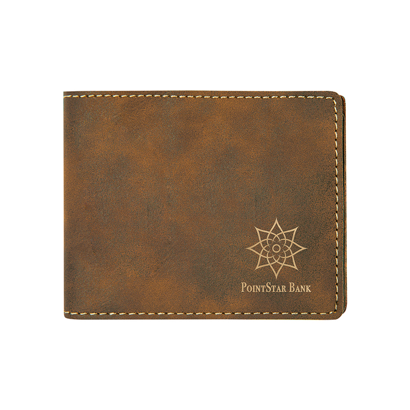 Laserable Leatherette Bifold Miesten lompakko kolikkotaskulla