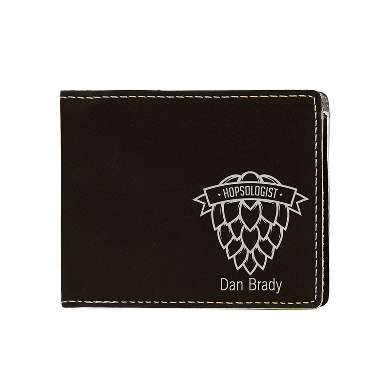 Laserable Leatherette Bifold Miesten lompakko kolikkotaskulla