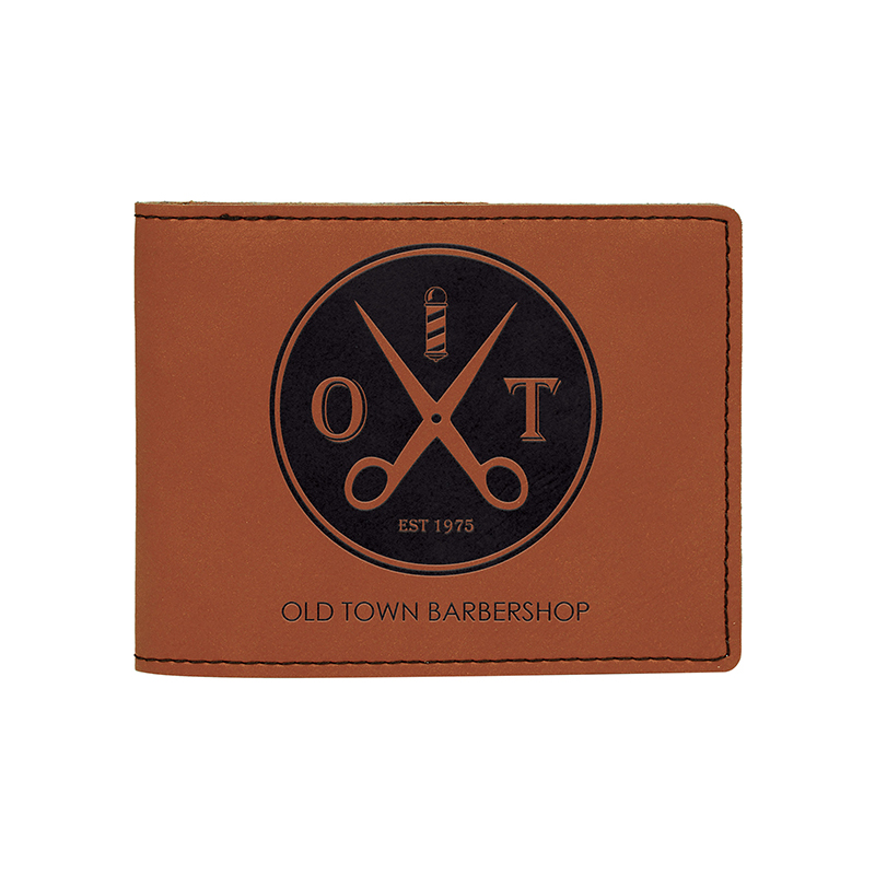 Laserable Leatherette Bifold Miesten lompakko kolikkotaskulla