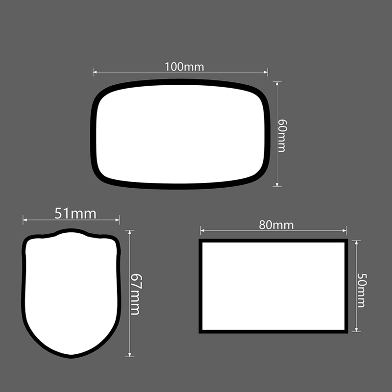 3 1/2' x 2 1/2' suorakulmion sublimoitua keinonahkaa ja liimaa