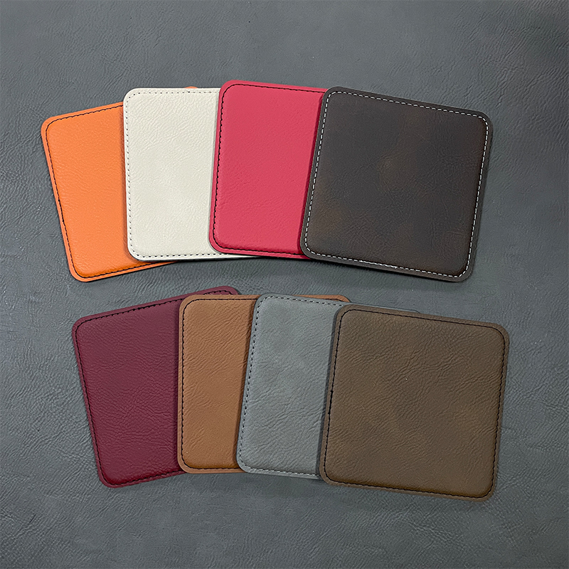 4' x 4' Neliön muotoiset keinonahkaiset 6-alustaset ja pidike